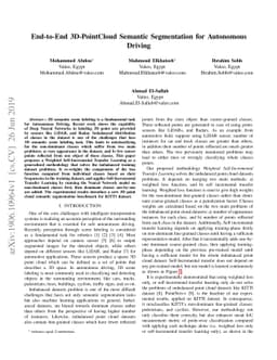 End-to-End 3D-PointCloud Semantic Segmentation for Autonomous Driving