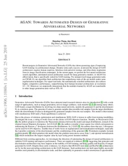 AGAN: Towards Automated Design of Generative Adversarial Networks