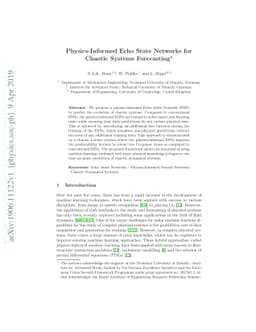 Physics-Informed Echo State Networks for Chaotic Systems Forecasting