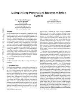 A Simple Deep Personalized Recommendation System