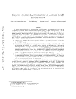 Improved Distributed Approximations for Maximum Independent Set