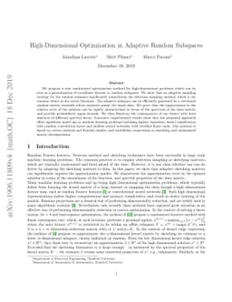 High-Dimensional Optimization in Adaptive Random Subspaces