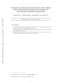 Integration of adversarial autoencoders with residual dense
  convolutional networks for estimation of non-Gaussian hydraulic
  conductivities