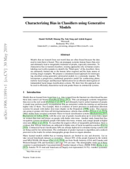 Characterizing Bias in Classifiers using Generative Models