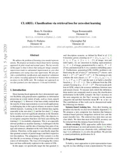 CLAREL: Classification via retrieval loss for zero-shot learning