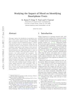 Studying the Impact of Mood on Identifying Smartphone Users