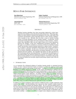 Rényi Fair Inference