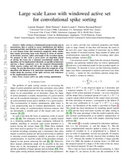 Large scale Lasso with windowed active set for convolutional spike
  sorting