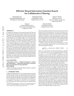 Efficient Neural Interaction Function Search for Collaborative Filtering