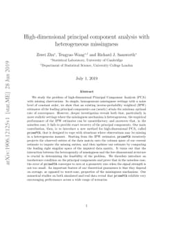 High-dimensional principal component analysis with heterogeneous
  missingness