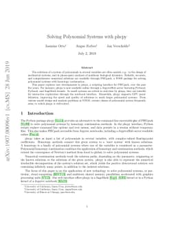 Solving Polynomial Systems with phcpy