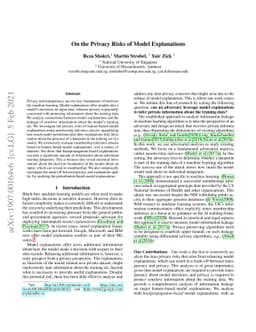 On the Privacy Risks of Model Explanations
