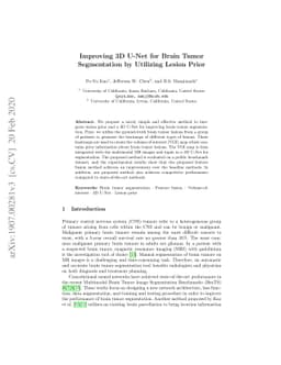 Improving 3D U-Net for Brain Tumor Segmentation by Utilizing Lesion
  Prior
