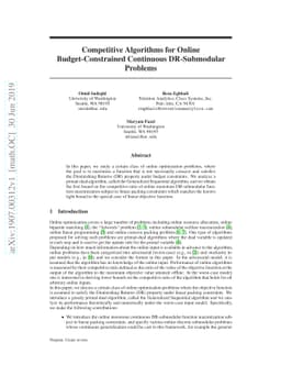 Competitive Algorithms for Online Budget-Constrained Continuous
  DR-Submodular Problems