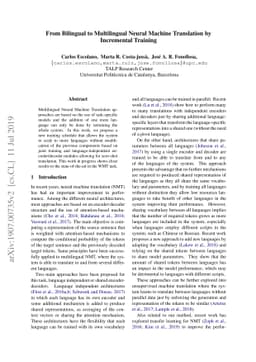 From Bilingual to Multilingual Neural Machine Translation by Incremental
  Training