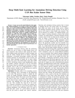 Deep Multi-Task Learning for Anomalous Driving Detection Using CAN Bus
  Scalar Sensor Data