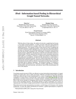 iPool -- Information-based Pooling in Hierarchical Graph Neural Networks