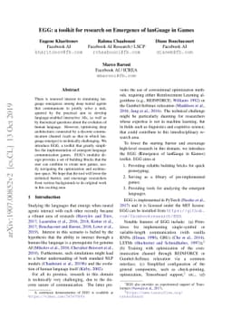 EGG: a toolkit for research on Emergence of lanGuage in Games