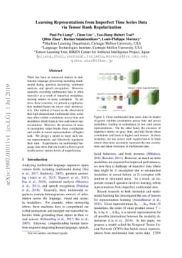 Learning Representations from Imperfect Time Series Data via Tensor Rank
  Regularization