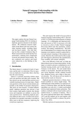 Natural Language Understanding with the Quora Question Pairs Dataset
