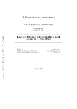 Danish Stance Classification and Rumour Resolution