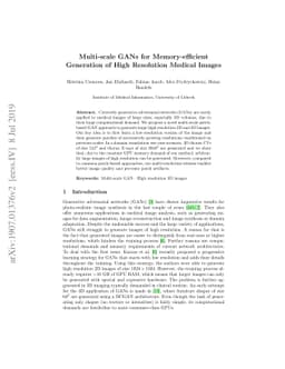 Multi-scale GANs for Memory-efficient Generation of High Resolution
  Medical Images