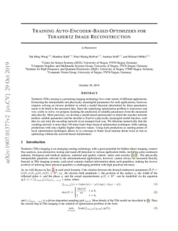 Training Auto-encoder-based Optimizers for Terahertz Image
  Reconstruction