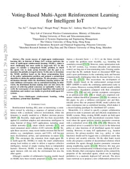 Voting-Based Multi-Agent Reinforcement Learning for Intelligent IoT
