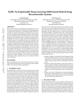 SeER: An Explainable Deep Learning MIDI-based Hybrid Song Recommender
  System