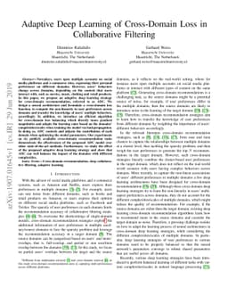 Adaptive Deep Learning of Cross-Domain Loss in Collaborative Filtering