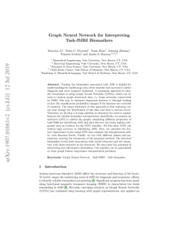 Graph Neural Network for Interpreting Task-fMRI Biomarkers