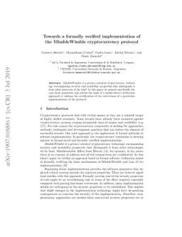 Towards a formally verified implementation of the MimbleWimble
  cryptocurrency protocol