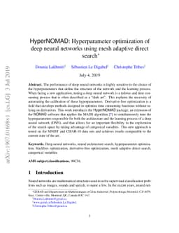 HyperNOMAD: Hyperparameter optimization of deep neural networks using
  mesh adaptive direct search