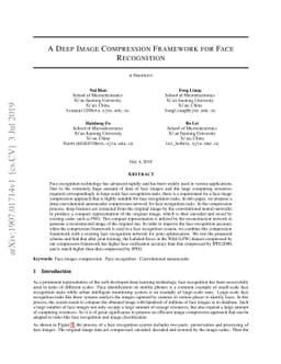 A Deep Image Compression Framework for Face Recognition