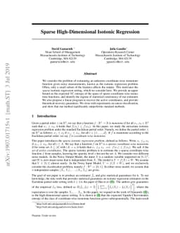 Sparse High-Dimensional Isotonic Regression