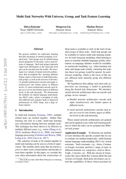 Multi-Task Networks With Universe, Group, and Task Feature Learning