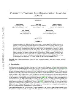 Perspective Taking in Deep Reinforcement Learning Agents