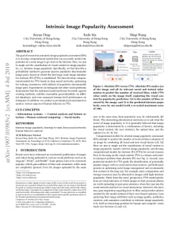Intrinsic Image Popularity Assessment
