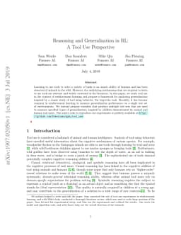 Reasoning and Generalization in RL: A Tool Use Perspective