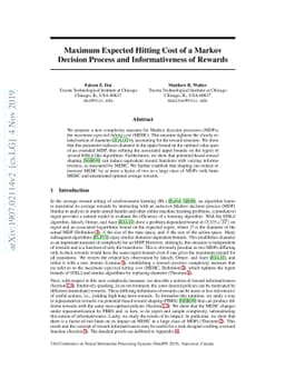 Maximum Expected Hitting Cost of a Markov Decision Process and
  Informativeness of Rewards