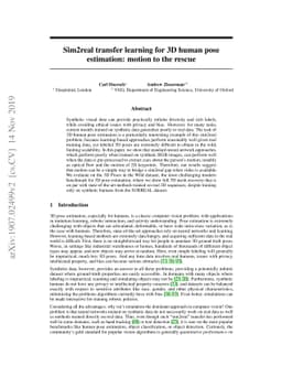 Sim2real transfer learning for 3D human pose estimation: motion to the
  rescue