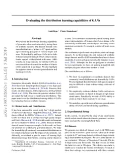 Evaluating the distribution learning capabilities of GANs