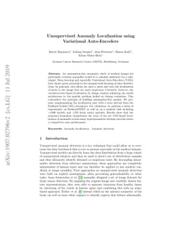 Unsupervised Anomaly Localization using Variational Auto-Encoders