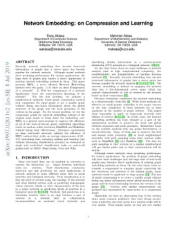 Network Embedding: on Compression and Learning
