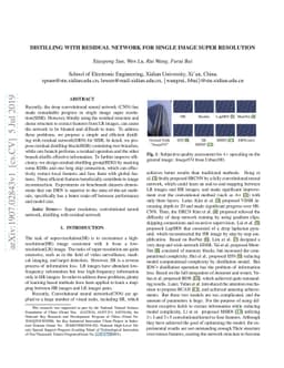 Distilling with Residual Network for Single Image Super Resolution