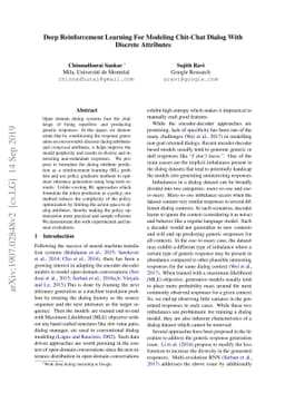 Deep Reinforcement Learning For Modeling Chit-Chat Dialog With Discrete
  Attributes