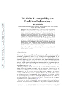 On Finite Exchangeability and Conditional Independence