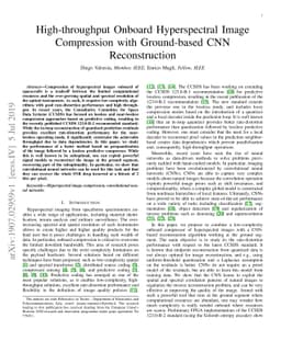 High-throughput Onboard Hyperspectral Image Compression with
  Ground-based CNN Reconstruction