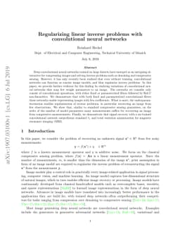 Regularizing linear inverse problems with convolutional neural networks