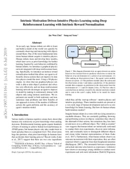 Intrinsic Motivation Driven Intuitive Physics Learning using Deep
  Reinforcement Learning with Intrinsic Reward Normalization